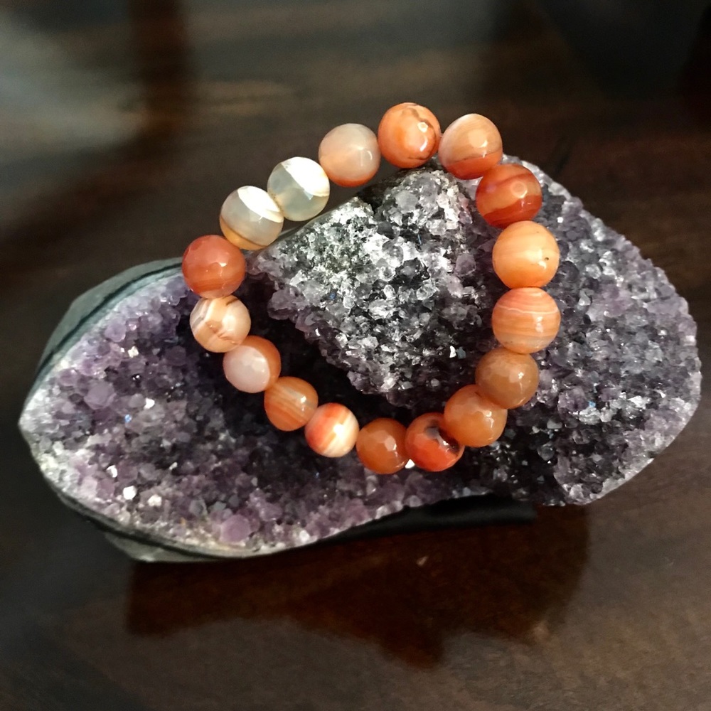 Authentic Faceted Agate Crystal Gemstone Bracelet